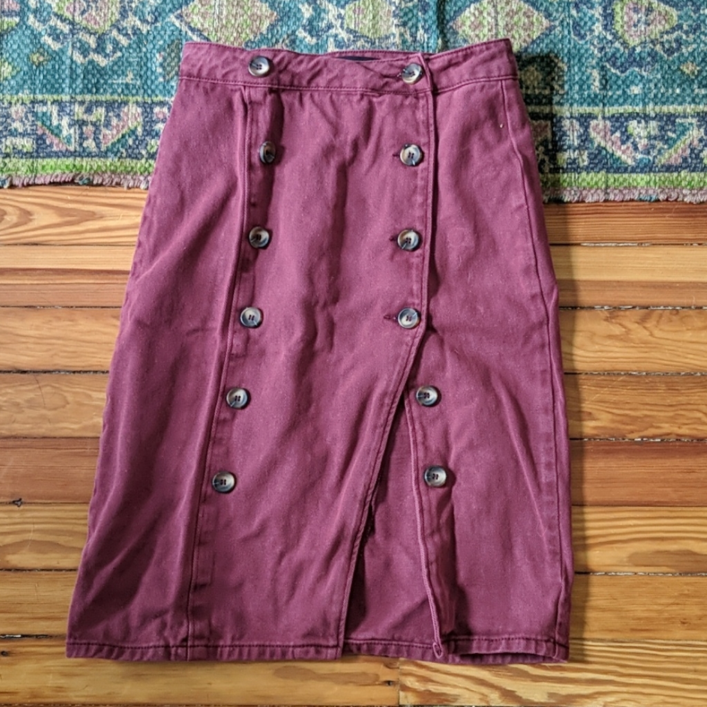 Wine Split Skirt